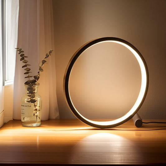 Halo Glo Lampa – minimalistisk dimbar rund LED bordslampa | Veska