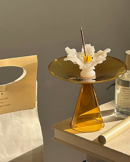 Handgjord 3D Glas Keramik Lilja Rökelsehållare | Veska
