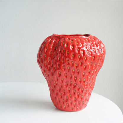 Handgjord Jordgubbe Keramisk Veskaomkruka - Elegant Heminredning | Veska Rot Large - 21x26cm