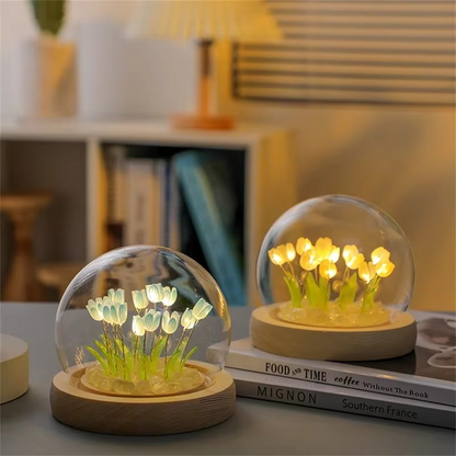 Handgjord konstgjord tulpan LED nattlampa sängbordslampa för sovrum och presentdekoration | Veska