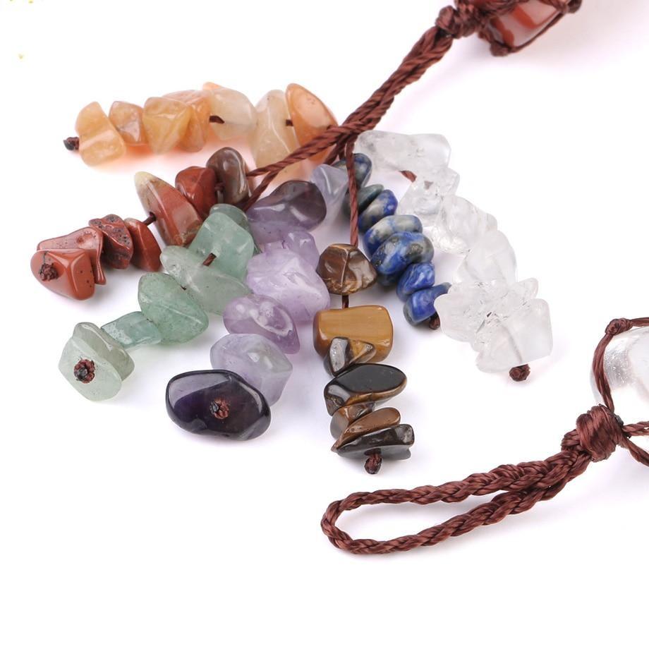 Hängande 7 Chakra Stenar - Storlek Stor | Veska