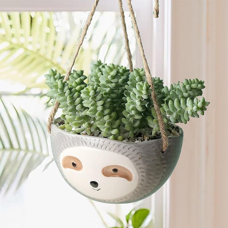 Hängande sengångare planterare | Veska Sloth Face A