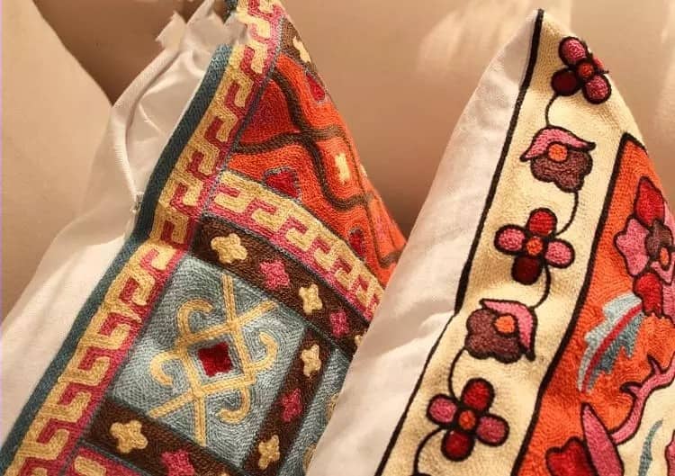 Hantverkad Geometrisk Broderad Kuddeöverdrag | Veska