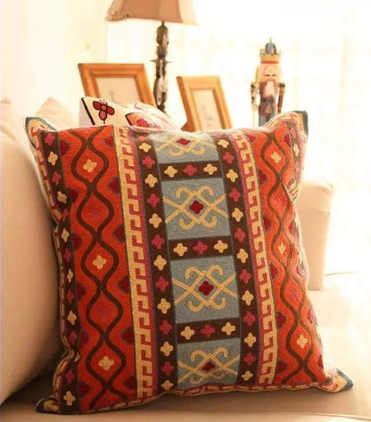 Hantverkad Geometrisk Broderad Kuddeöverdrag | Veska 45x45cm Kuddöverdrag B