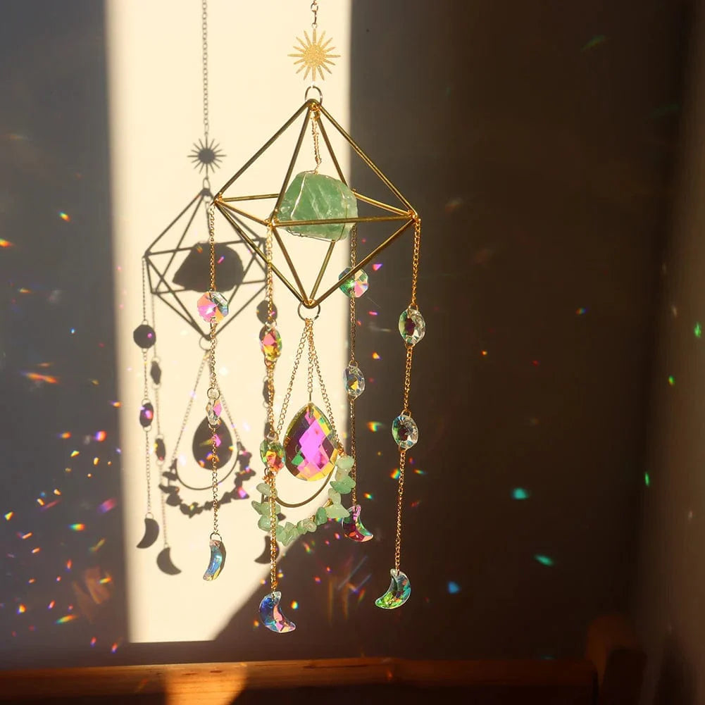 Healing Crystal Solfångare | Veska Grön Fluorit