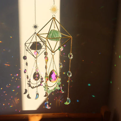 Healing Crystal Solfångare | Veska Grön Fluorit