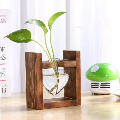 HeartVeskaoom Elegant glas förankringsvas med trämaterial för grön inspiration | Veska Singel