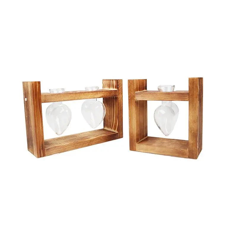 HeartVeskaoom Elegant glas förankringsvas med trämaterial för grön inspiration | Veska