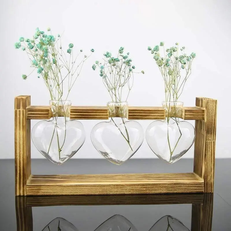 HeartVeskaoom Elegant glas förankringsvas med trämaterial för grön inspiration | Veska