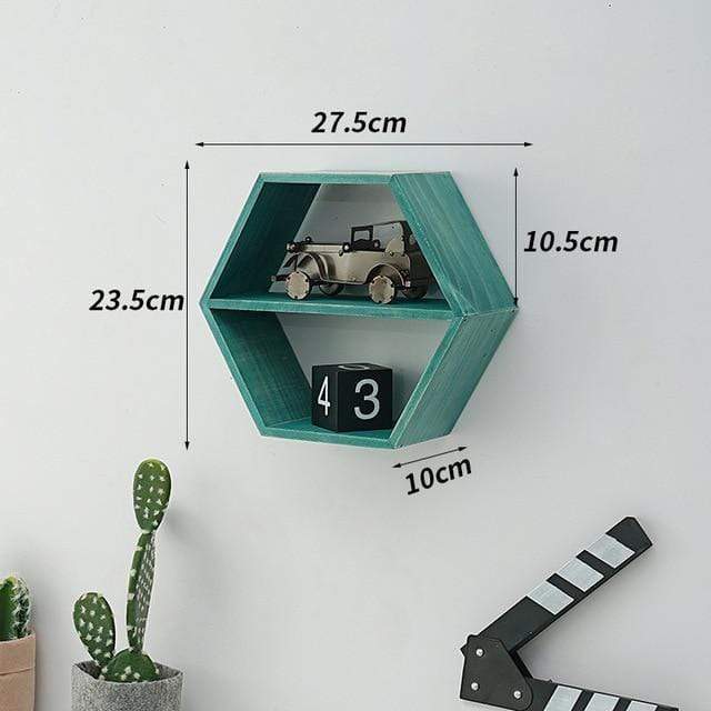 Hexagon Formad Trähylla | Veska Grön