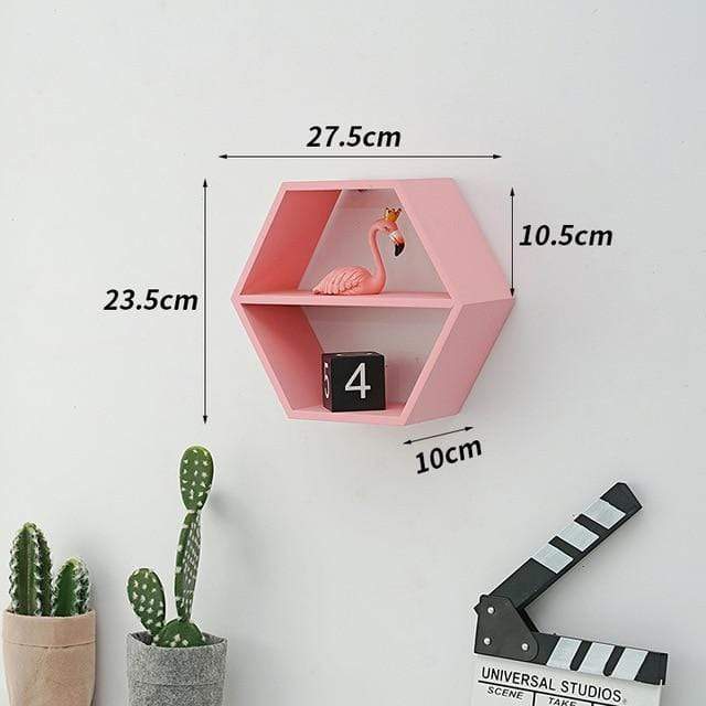 Hexagon Formad Trähylla | Veska Rosa