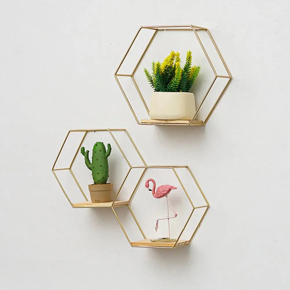 Hexagonala Flytande Väggfack | Veska Guld