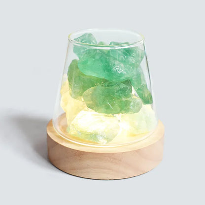 Himalaya Salt Lamp - Kristall Nattljus & Eterisk Oljediffusor | Veska Grön