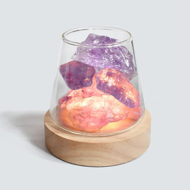 Himalaya Salt Lamp - Kristall Nattljus & Eterisk Oljediffusor | Veska Lila