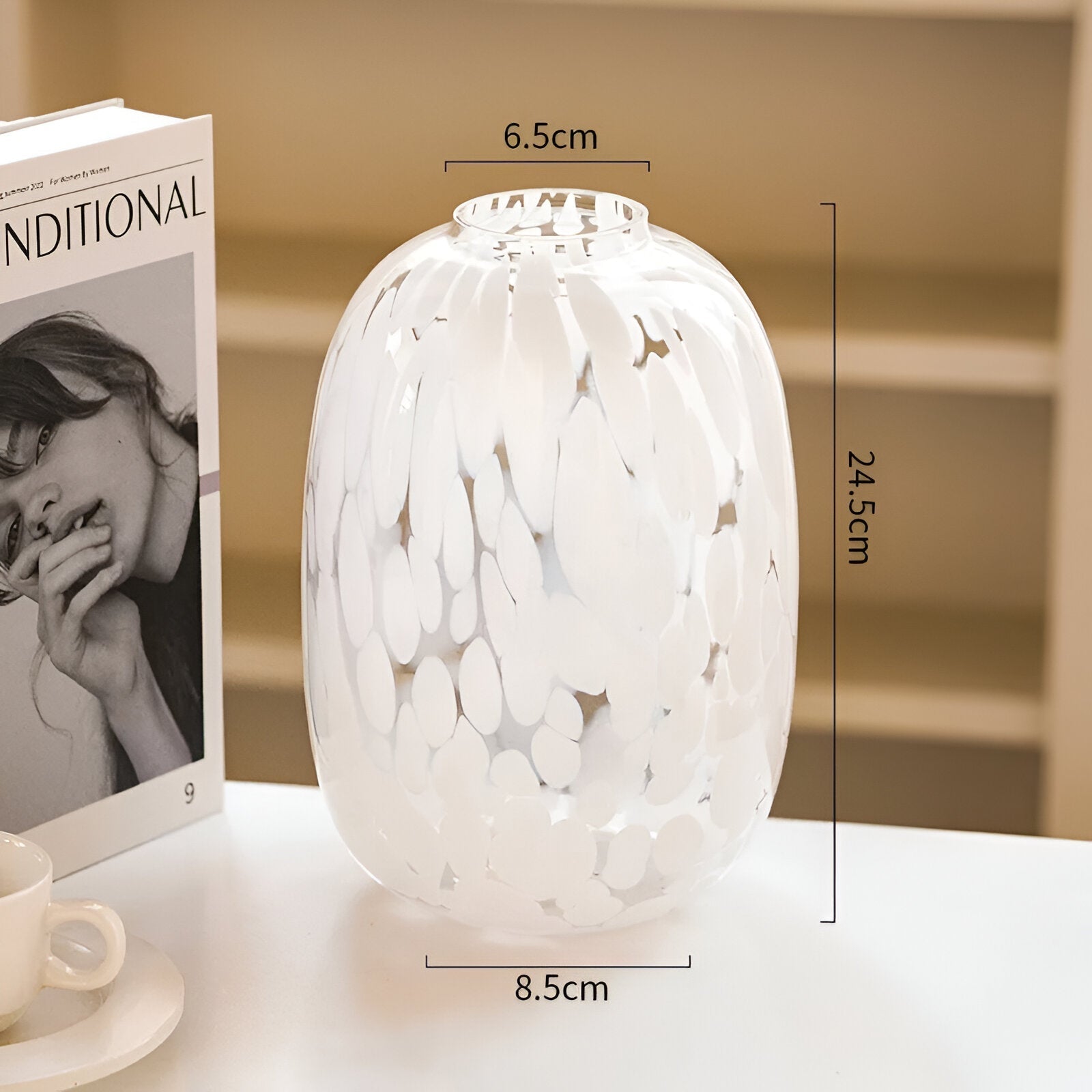 Hög Sense Marmor Effekt Glas Vasen | Veska Medium