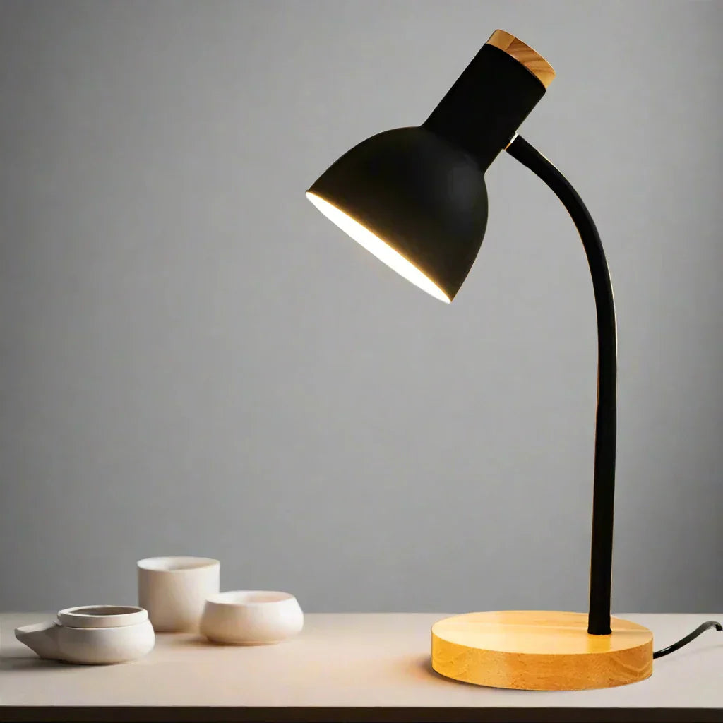 Höst- och Vinterbelysning | Nordisk Kreativ Träkonst Järn LED Skrivbordslampa - Moxie | Veska