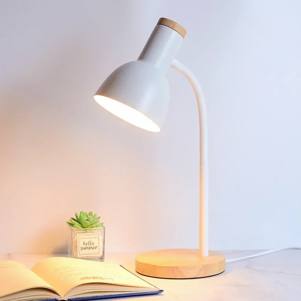 Höst- och Vinterbelysning | Nordisk Kreativ Träkonst Järn LED Skrivbordslampa - Moxie | Veska Vit