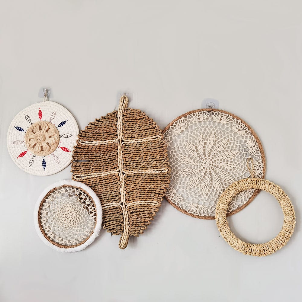 Höst Rattan Väggkonst Set | Veska 5PCS SET A