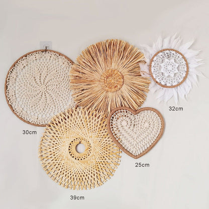 Höst Rattan Väggkonst Set | Veska 5PCS SET B