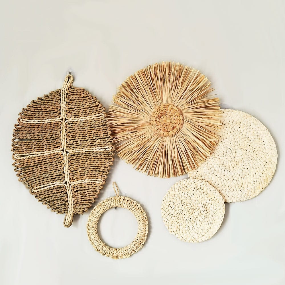 Höst Rattan Väggkonst Set | Veska 5PCS SET C