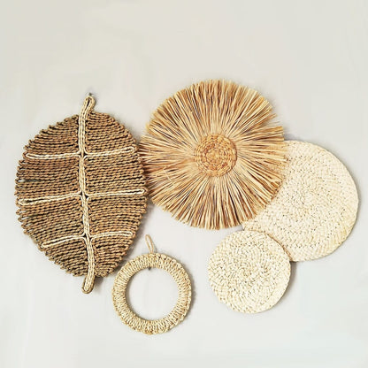 Höst Rattan Väggkonst Set | Veska 5PCS SET C