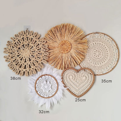 Höst Rattan Väggkonst Set | Veska 5PCS SET D