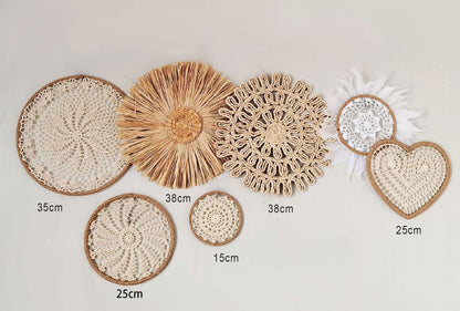 Höst Rattan Väggkonst Set | Veska 7PC SET D