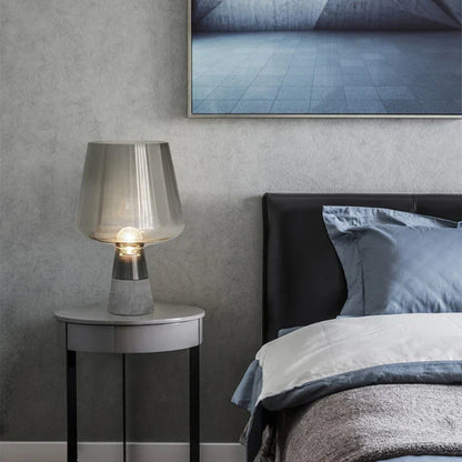 Industriell bordslampa tillverkad av stål med glas skärm – Modern vintage sänglampan | Veska