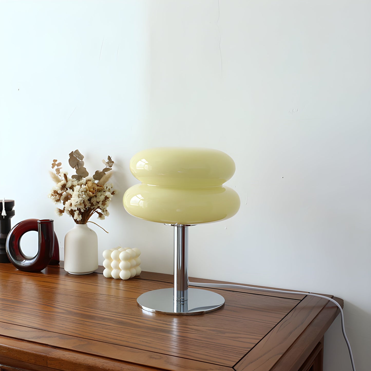 Italiensk Designer Glas Ägg Tarts LED Bords Lampa | Veska Gul