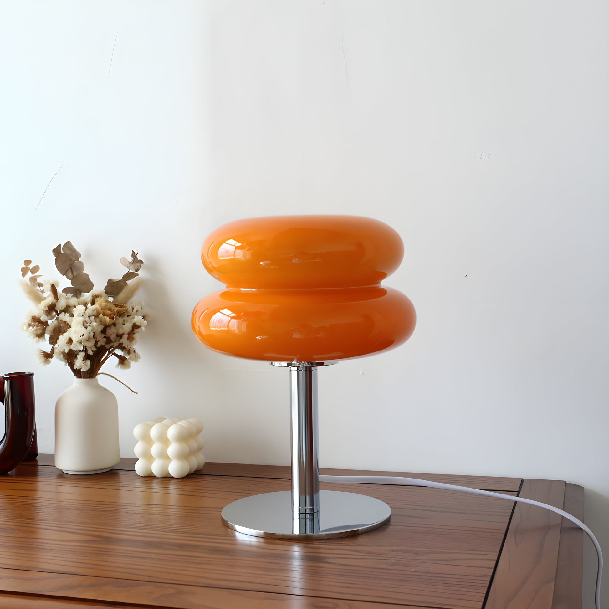 Italiensk Designer Glas Ägg Tarts LED Bords Lampa | Veska Orange