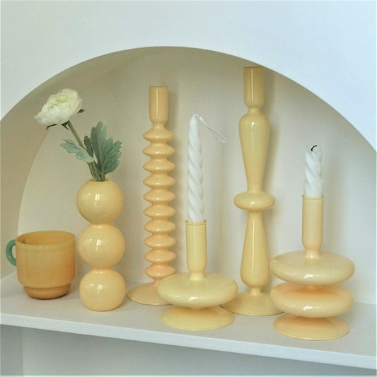 Ivory Glass Candleholder | Veska A