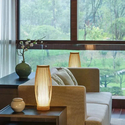 Japansk Bambulampa med Varmt Ljus | Veska