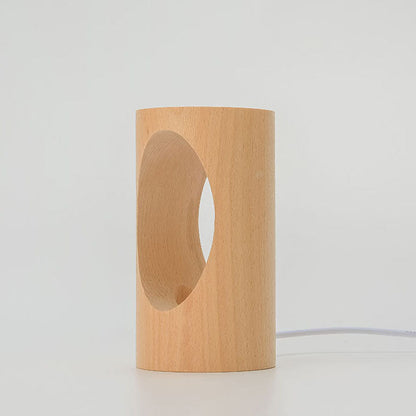 Japansk massivträ rektangulär kolumn LED nattlampa USB bordslampa | Veska