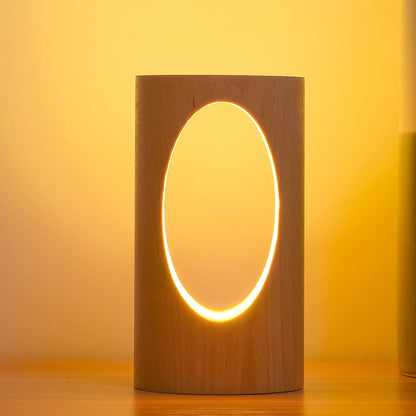 Japansk massivträ rektangulär kolumn LED nattlampa USB bordslampa | Veska