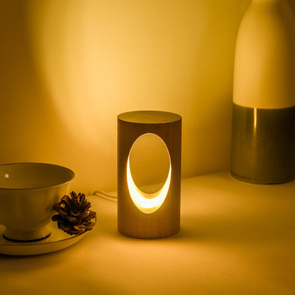 Japansk massivträ rektangulär kolumn LED nattlampa USB bordslampa | Veska