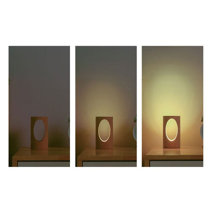 Japansk massivträ rektangulär kolumn LED nattlampa USB bordslampa | Veska