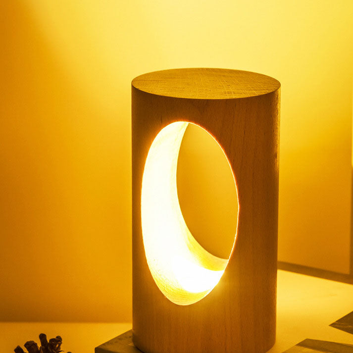 Japansk massivträ rektangulär kolumn LED nattlampa USB bordslampa | Veska