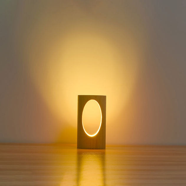 Japansk massivträ rektangulär kolumn LED nattlampa USB bordslampa | Veska