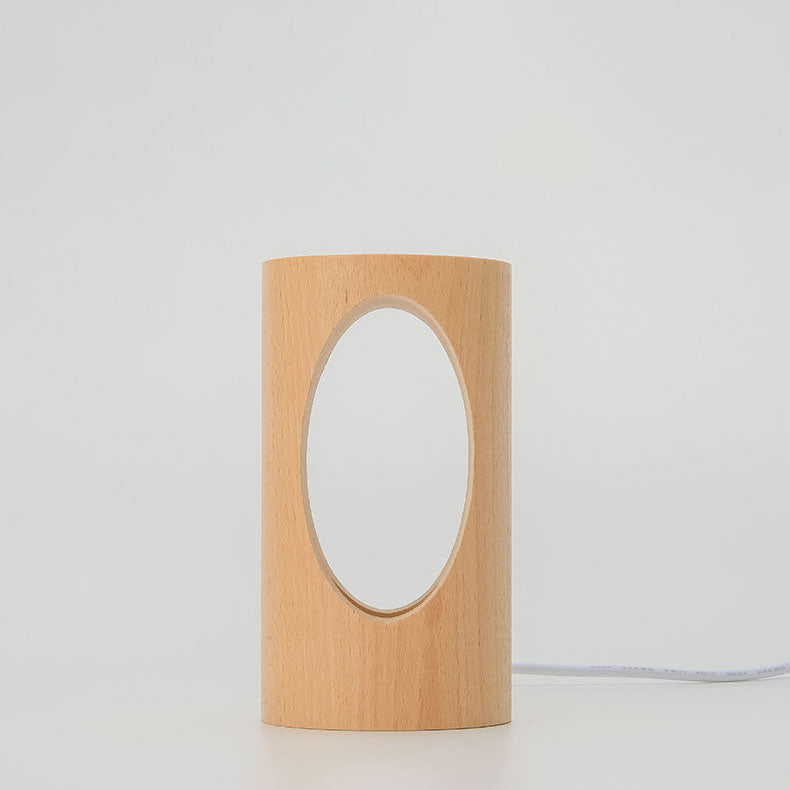 Japansk massivträ rektangulär kolumn LED nattlampa USB bordslampa | Veska