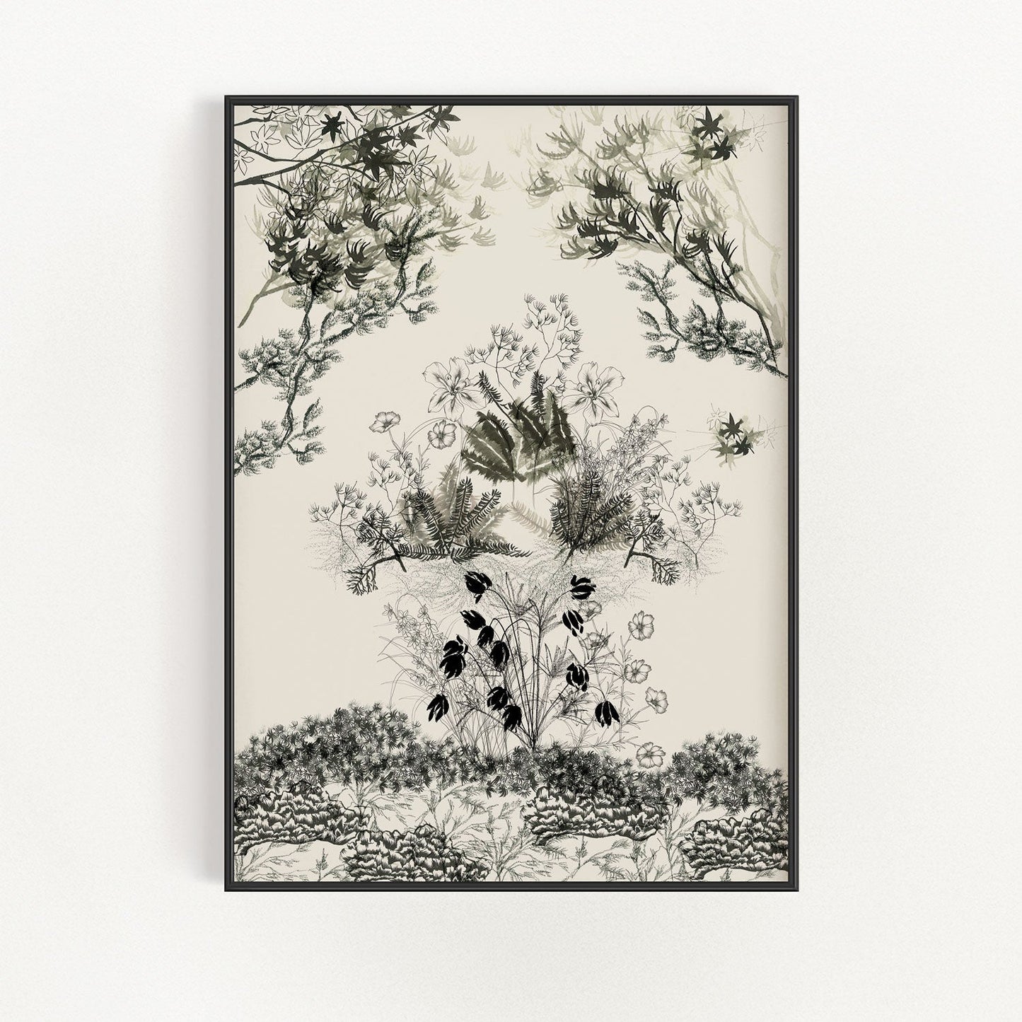 Japansk trädgårdsscen väggkonst | Veska 12×16