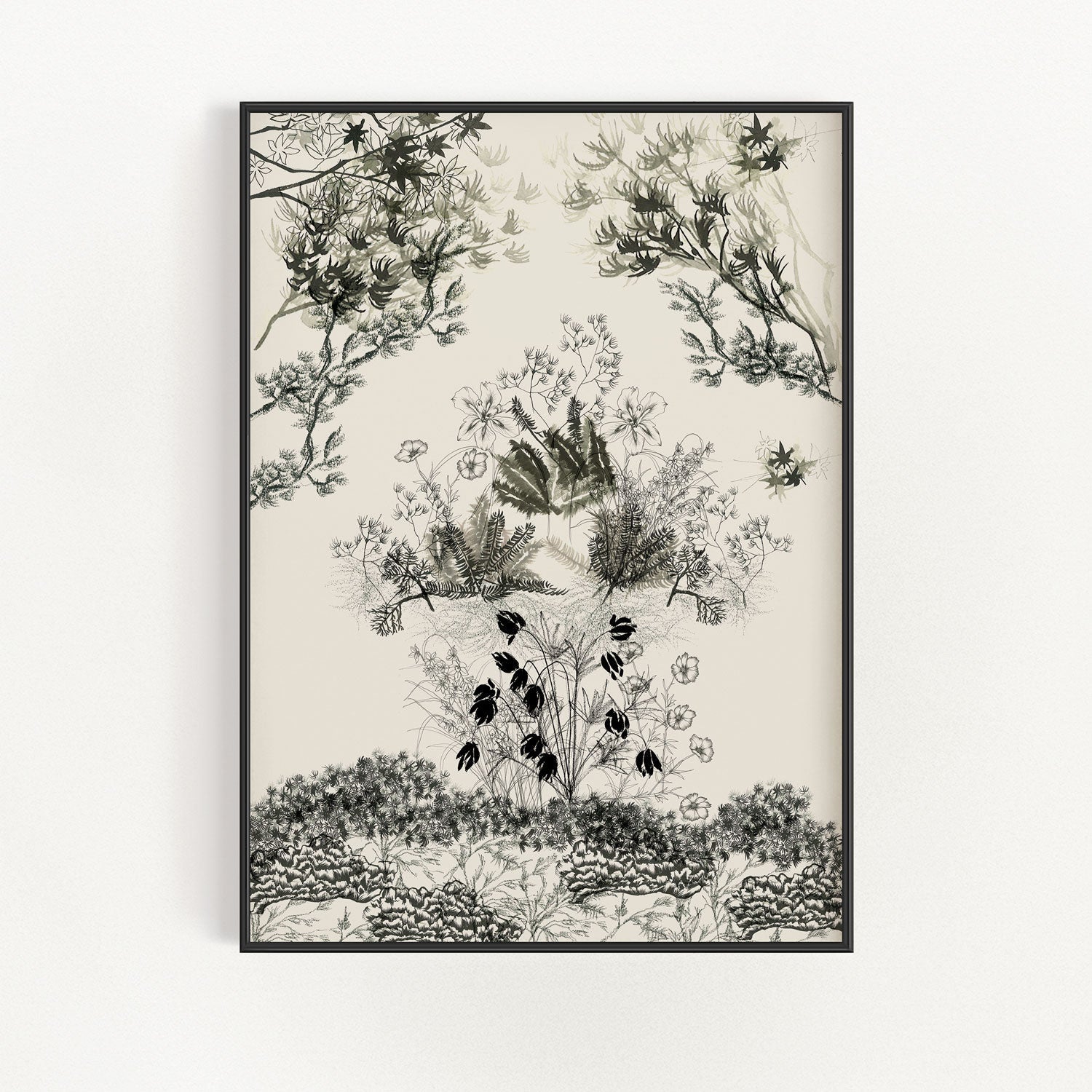Japansk trädgårdsscen väggkonst | Veska 12×16