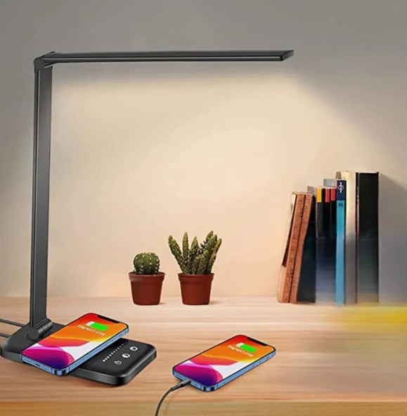 Justerbar LED-bordslampa med laddningsfunktion | Veska Svart