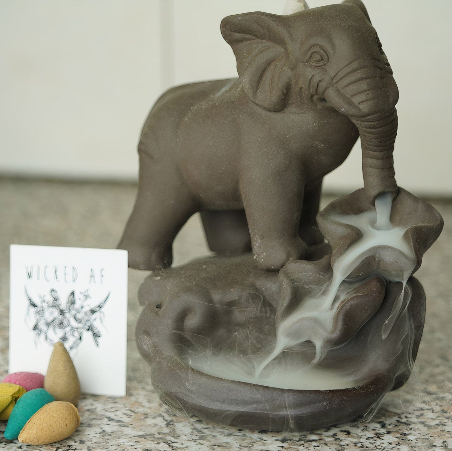 Keramisk Elefant Backflow Rökelsebrännare | Veska