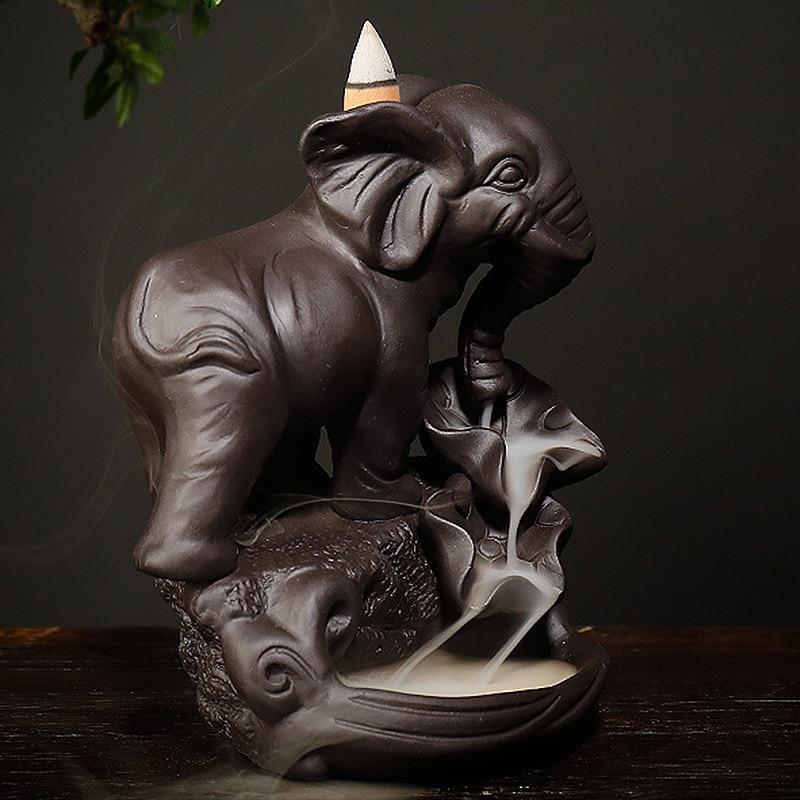 Keramisk Elefant Backflow Rökelsebrännare | Veska