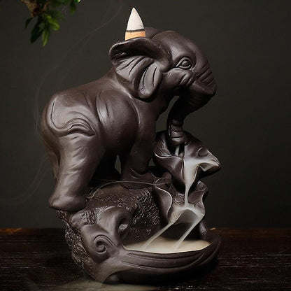 Keramisk Elefant Backflow Rökelsebrännare | Veska