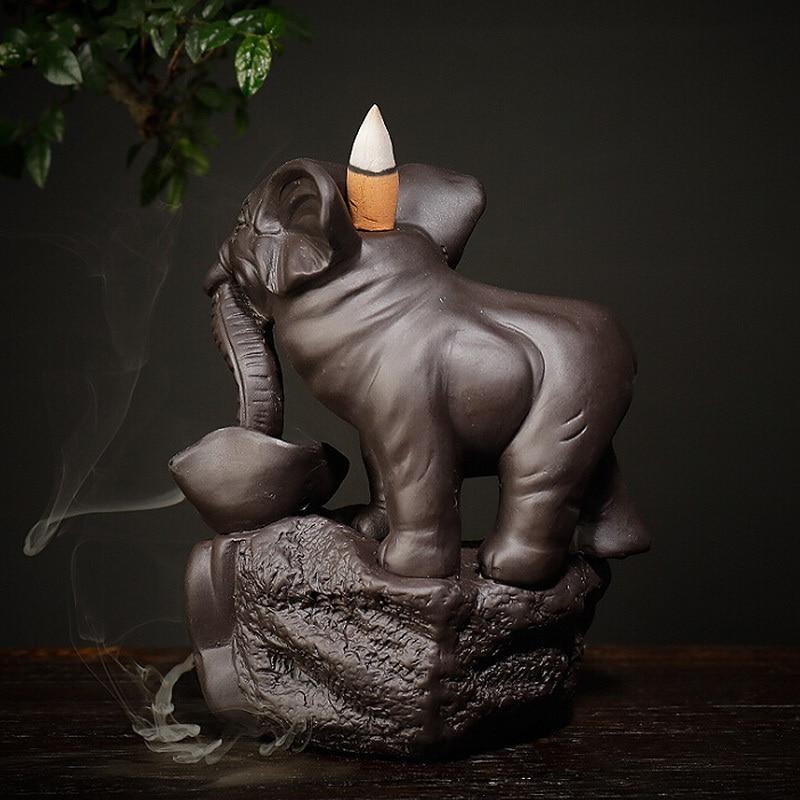 Keramisk Elefant Backflow Rökelsebrännare | Veska