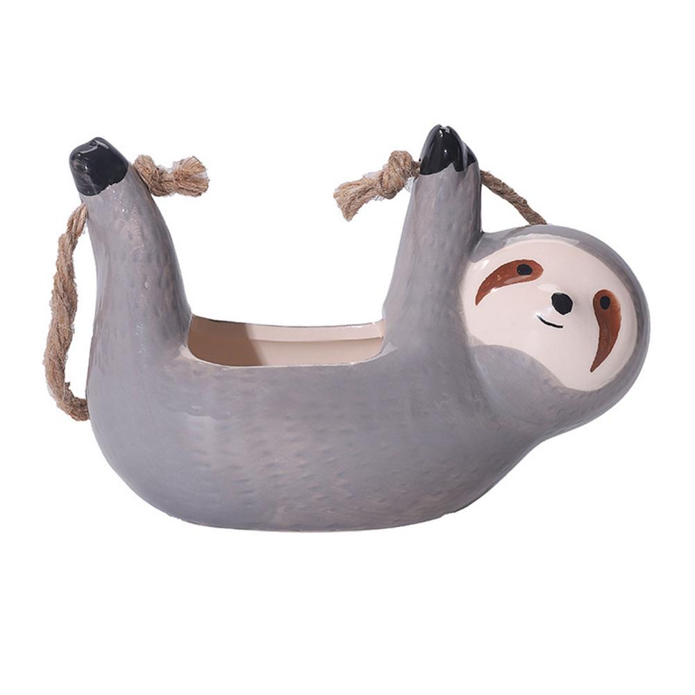 Keramisk Glad Sloth Blomkruka | Veska Grå