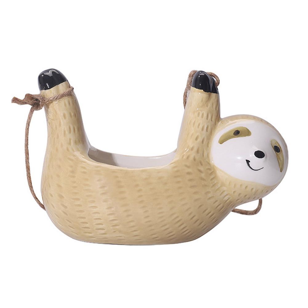 Keramisk Glad Sloth Blomkruka | Veska Gul