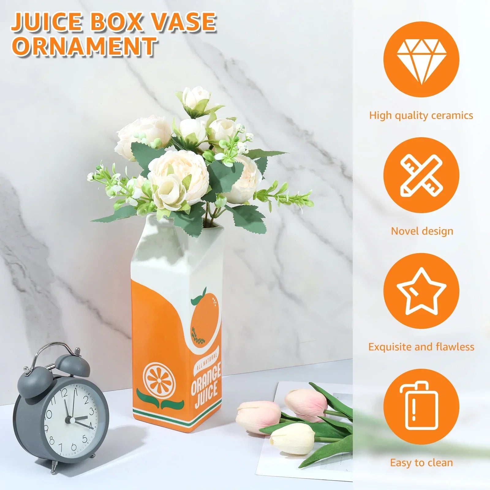 Keramisk vas med apelsinjuice | Veska