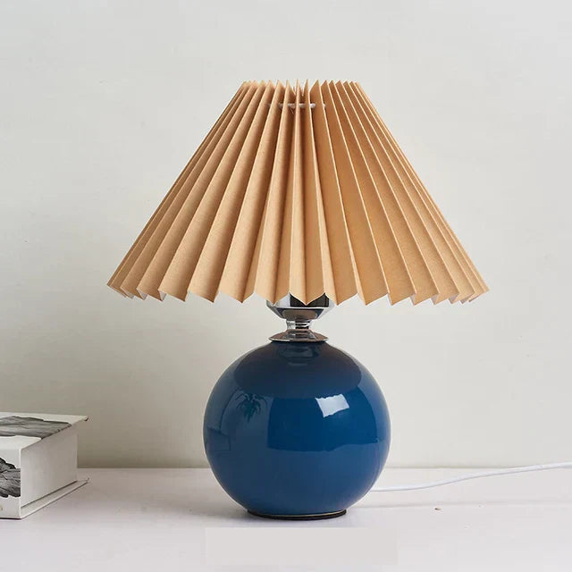 Klassisk Bordslampa med Vikbar Lampskärm för Varm Ljus | Veska Blå och Brun